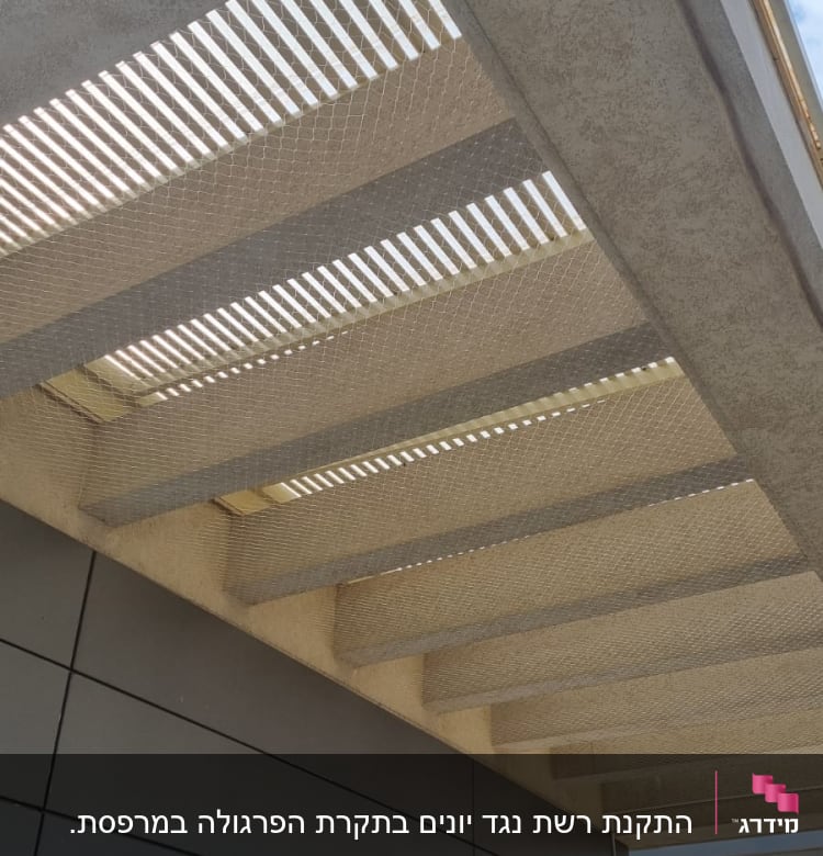 רשת למניעת כניסת יונים מתחת לפרגולה